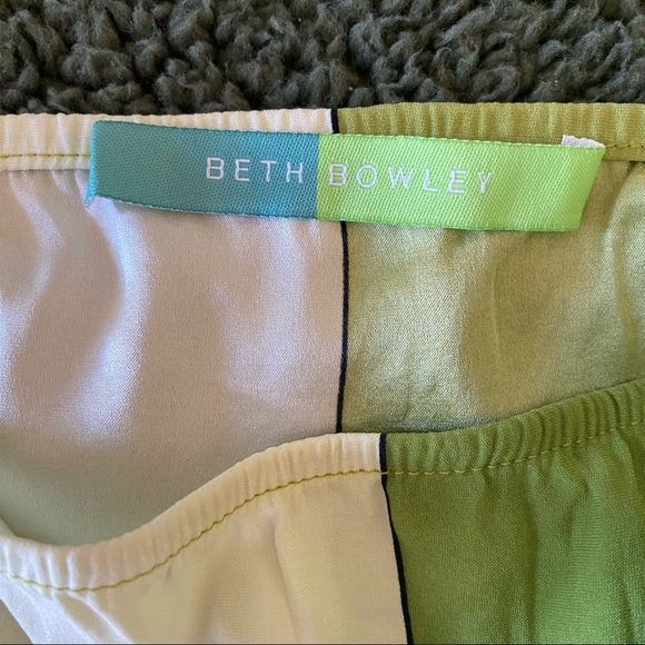 Silk Halter Crop Top Lime Green Print Plaid Summer Tube with Straps Y2K bow tie - Picture 10 of 11